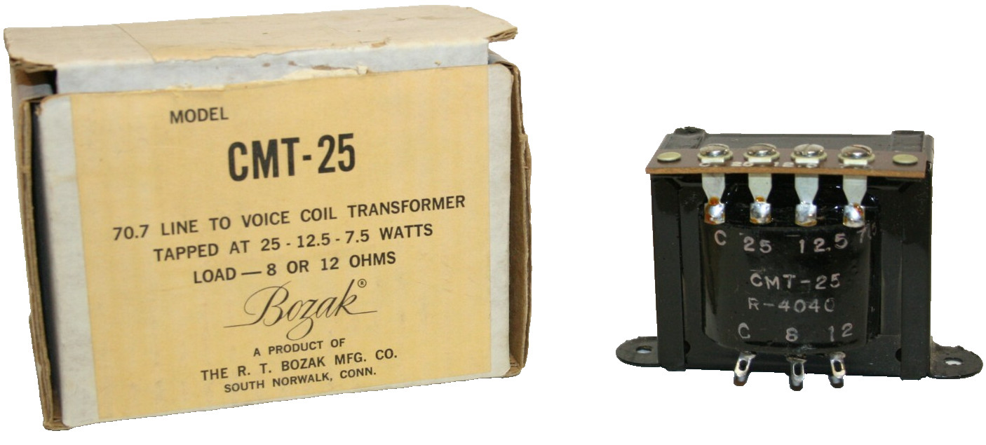 RARE Bozak CMT-25 Line to Voice Coil Transformer NEW SEALED BOX NOS