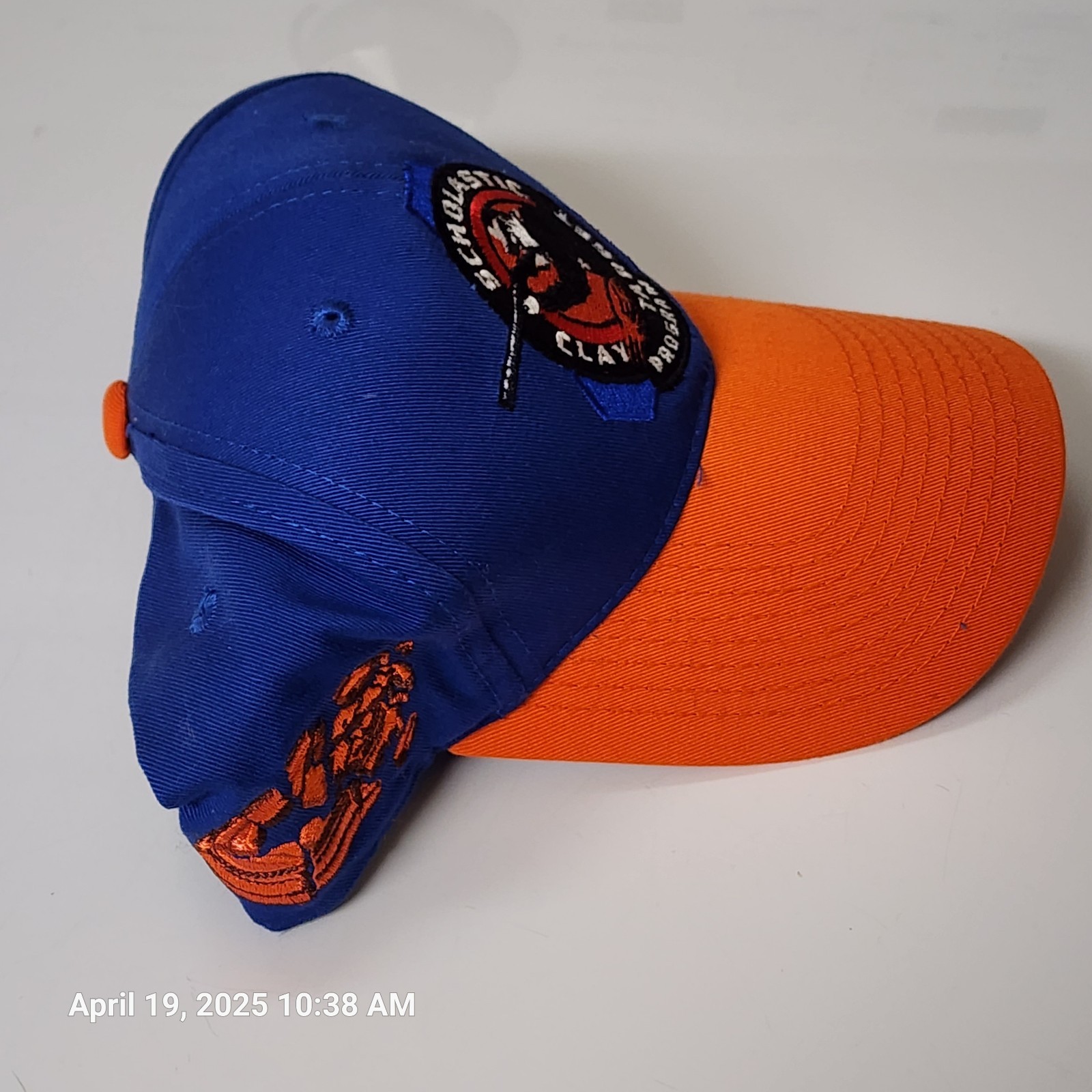 Scholastic Clay Target Program Hat Cap Orange Bill Royal Blue Hook Loop New