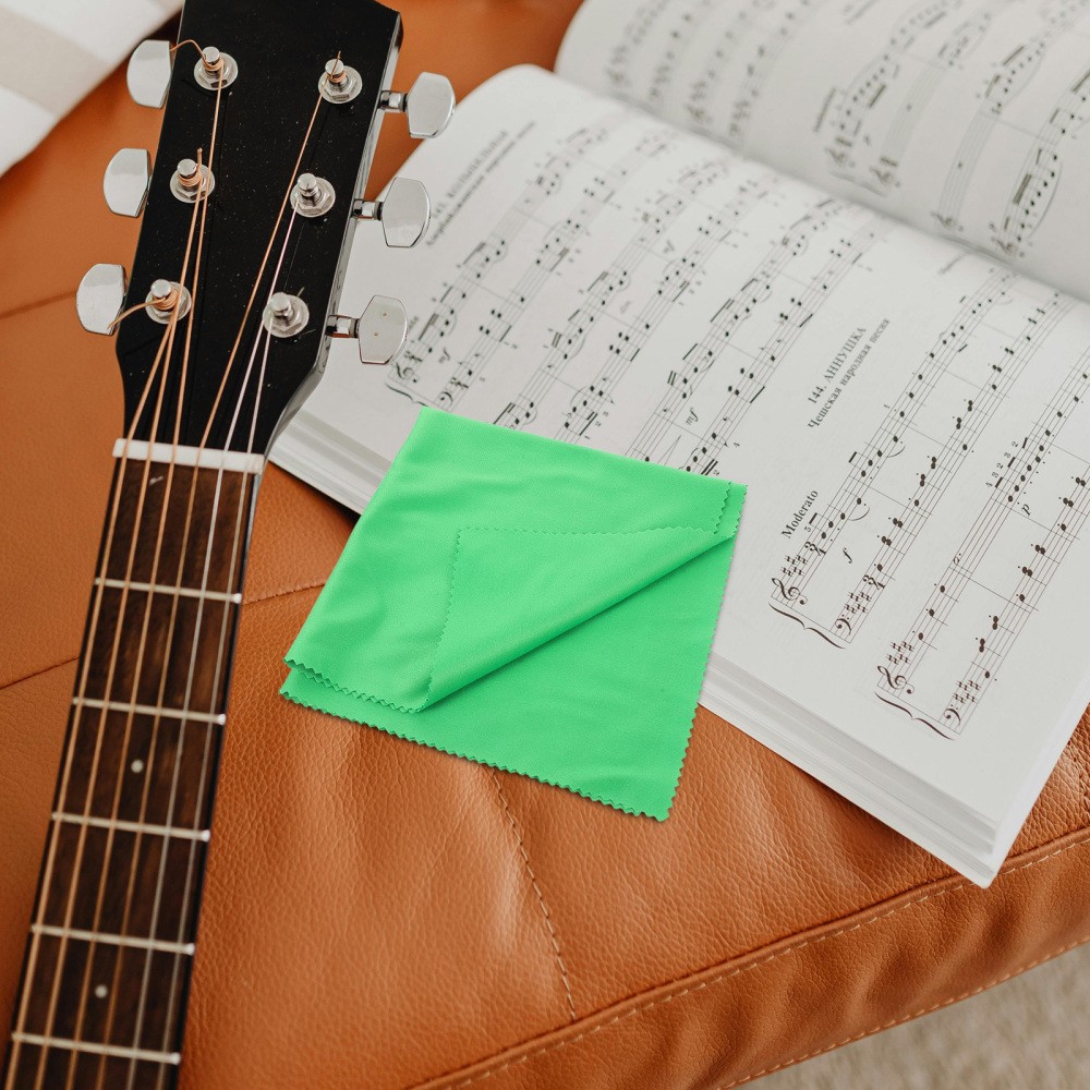 5pcs Musical Instrument Cleaning Cloth Set 30x30cm Green Polishing Microfiber