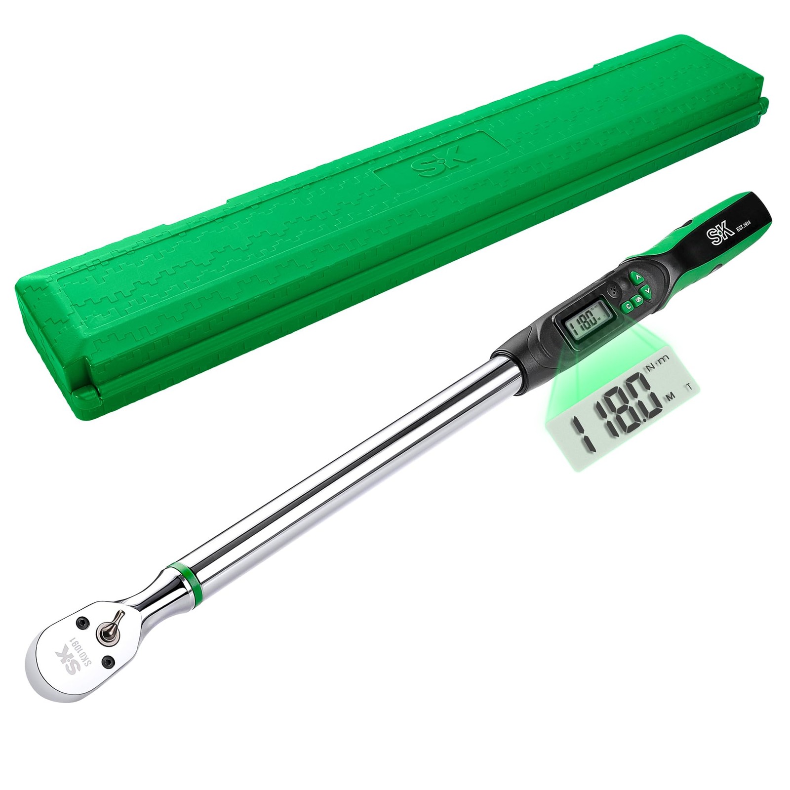 SK 1/2" Drive Digital Torque Wrench, 17 to 340 N-M, LED Display, Four Units