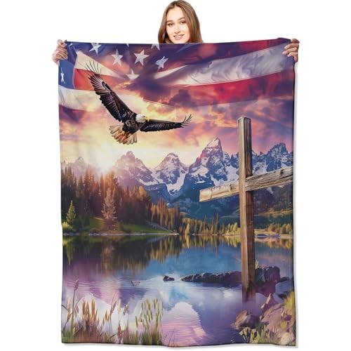 Spirit of Freedom Majestic Eagle Blanket,American Flag Cross 50x60in Eagle 02