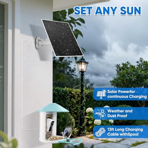 3W Solar Panel for Bird Feeder, Continuously 3W Power with Battery Supply for
