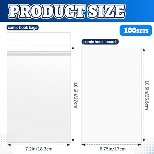 100 Sets Resealable Current Size Comic Book Bags and Boards