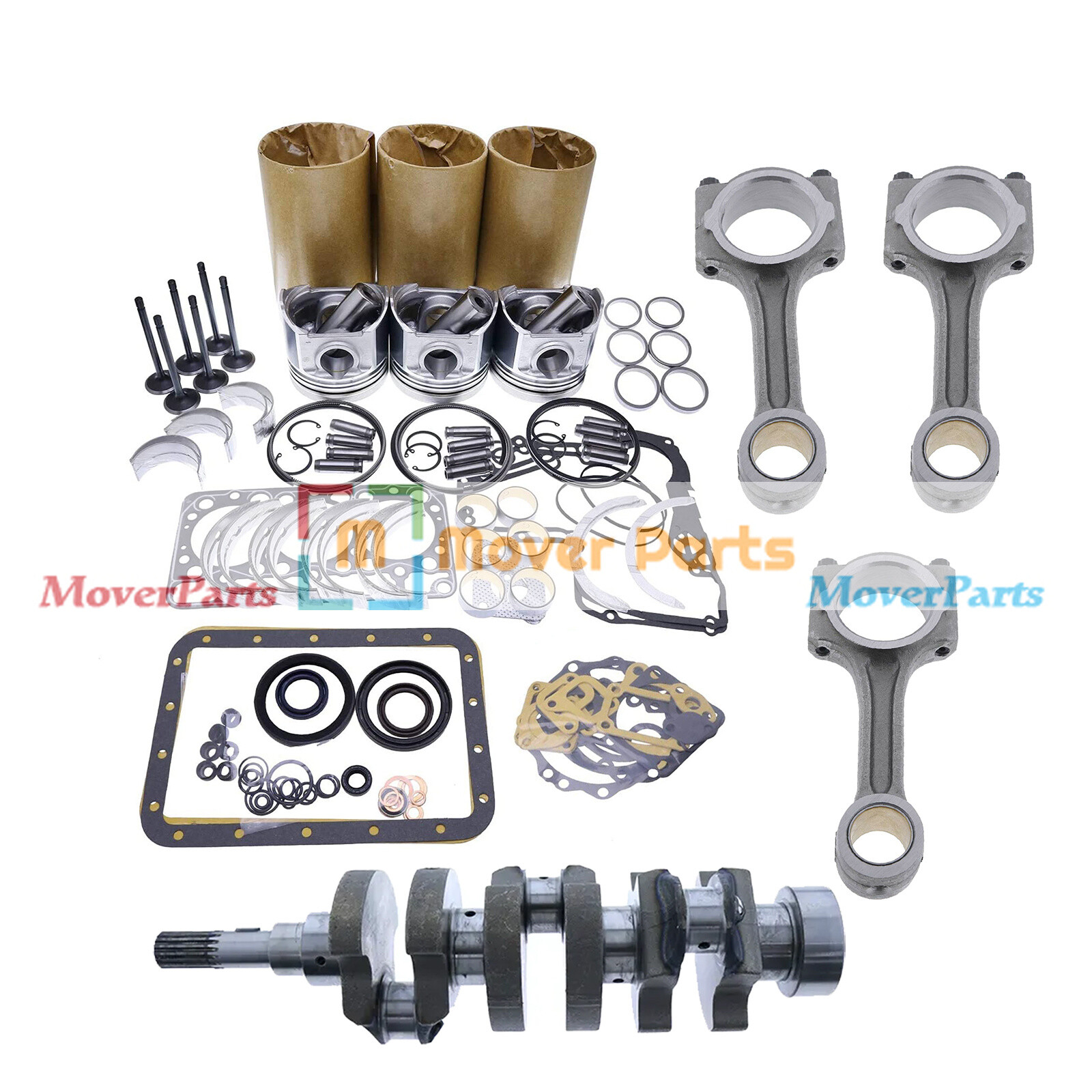 D902 Overhaul Rebuild Kit + 3PCS Connecting Rod + Crankshaft For Kubota Engine
