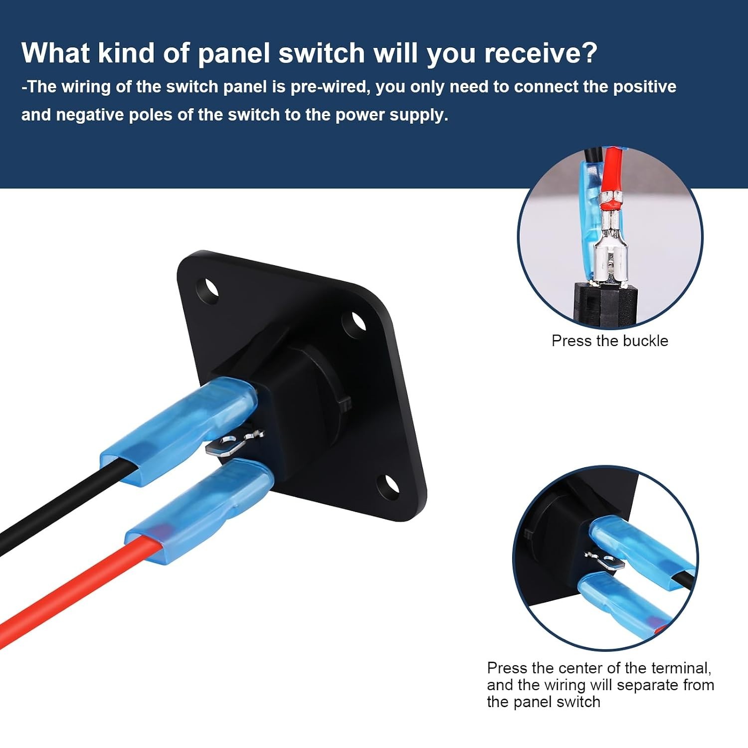 Toggle Switch Panel, DC 12V 20A Blue Round Lighted ON Off SPST LED Switch Pan...