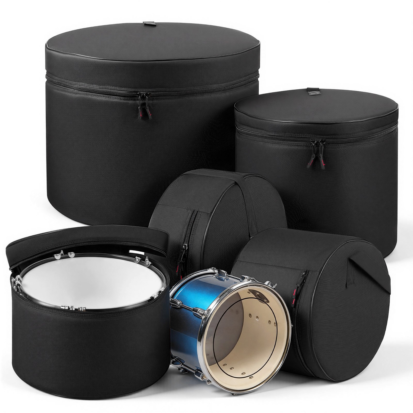 Uimoso 5-Piece Drum Bag Set for 22 in Bass, 12/13/16 in Tom, 14 in Snare