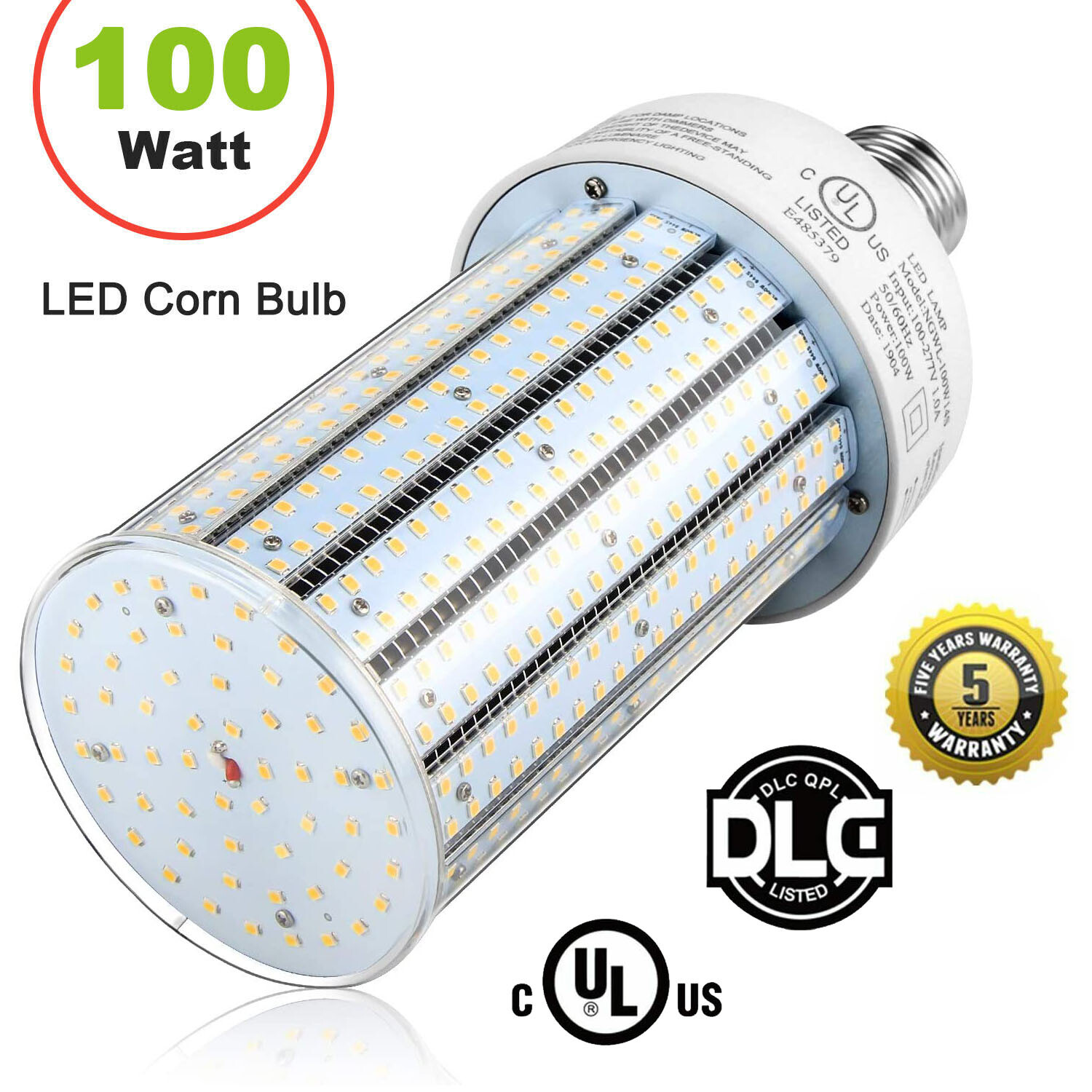 High Bay Warehouse Garage LED Corn Bulb 100W Cob Light E39 Mogul Base 5000K DLC