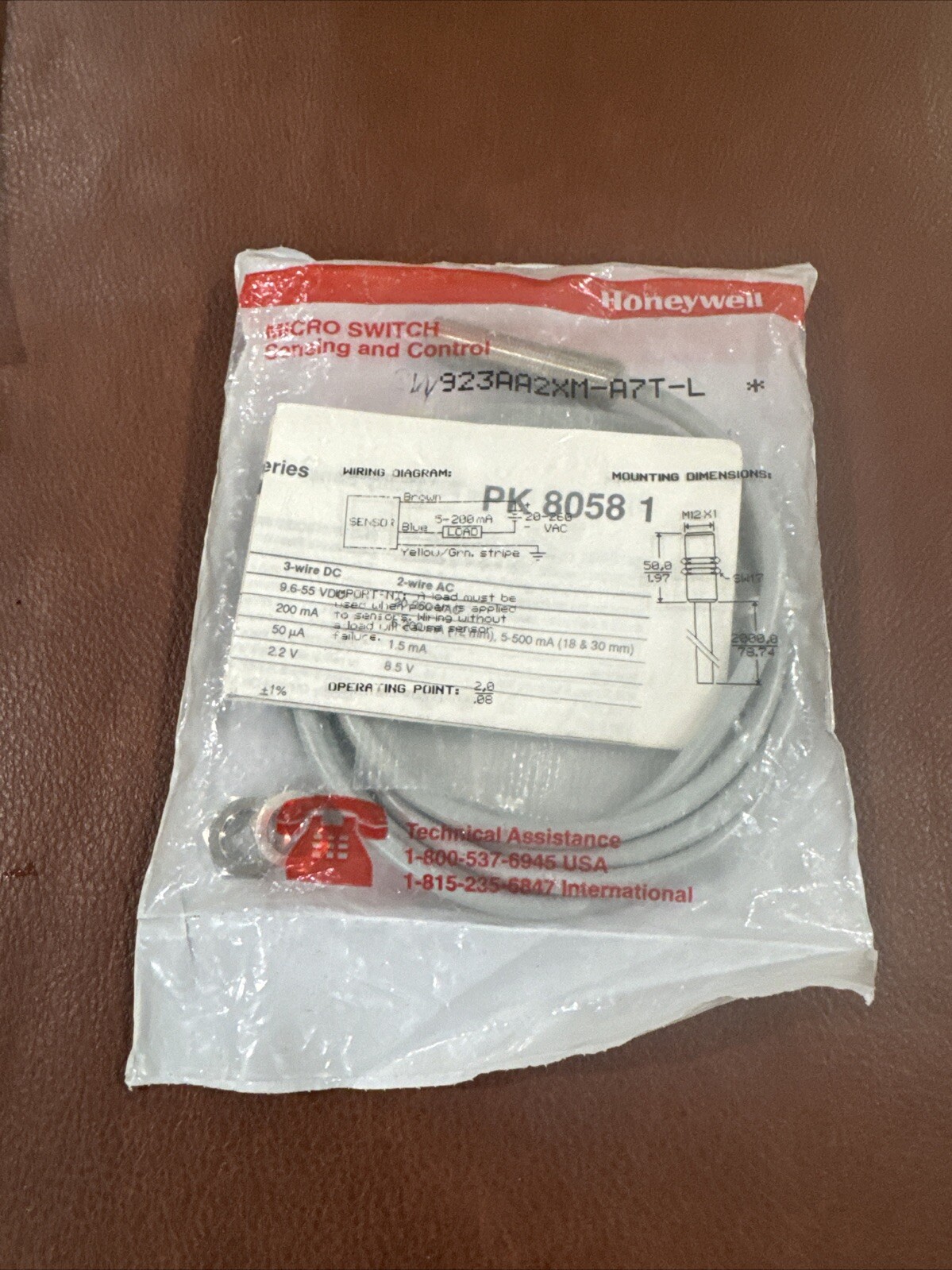 Honeywell 923AA2XM-A7T-L Swiss Sensing Proximity Microswitch #JB-CV-3C