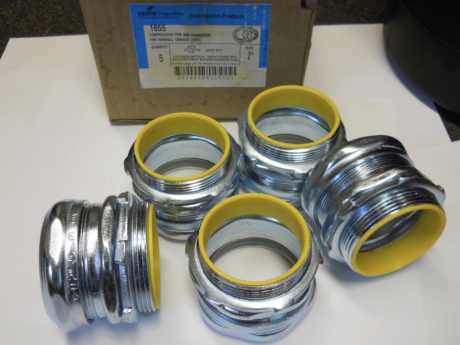 COOPER CROUSE-HINDS 1655 COMPRESSION TYPE BOX CONNECTORS 2" NEW BOX OF 5