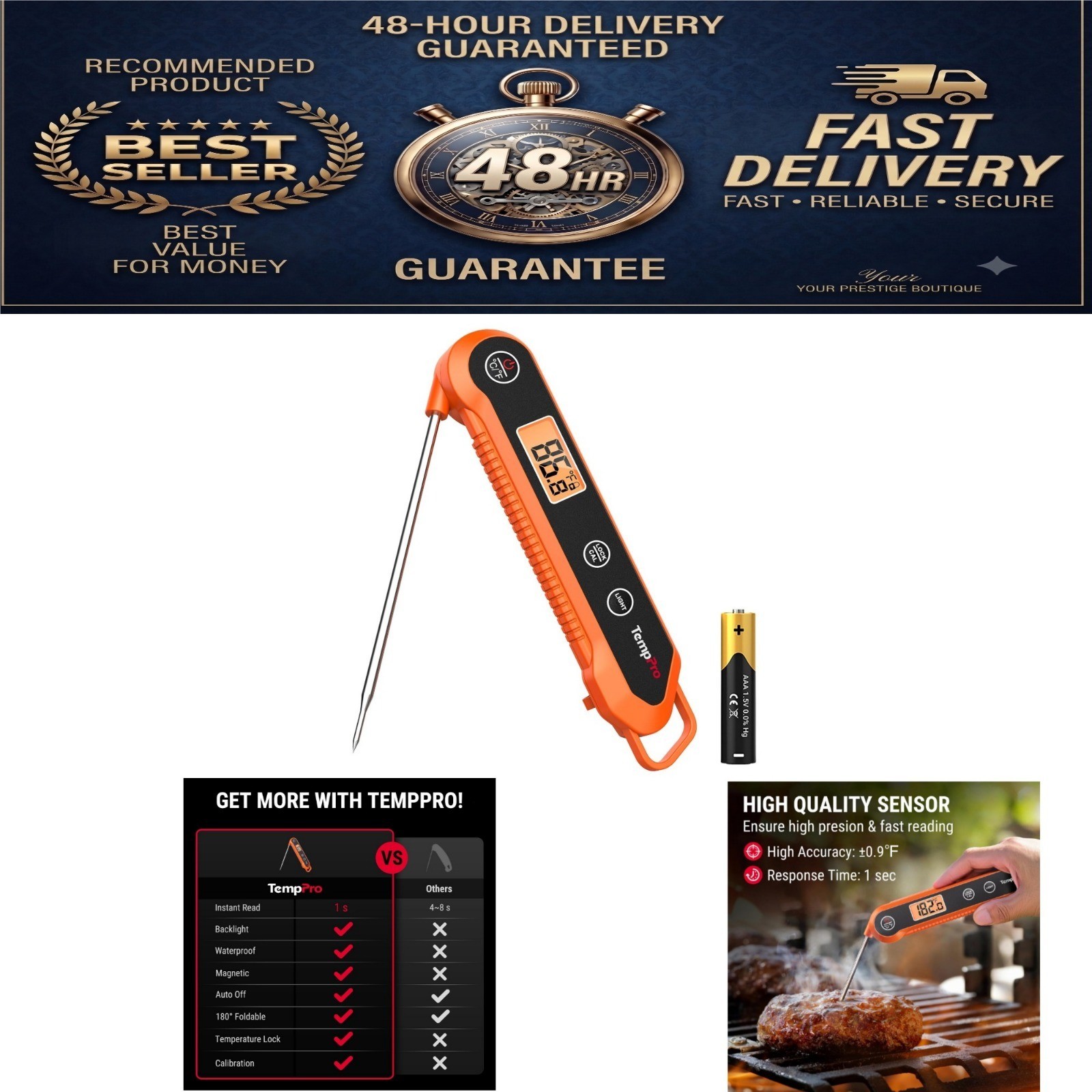 TempPro TempSwift Meat Thermometer Digital Instant Read Waterproof