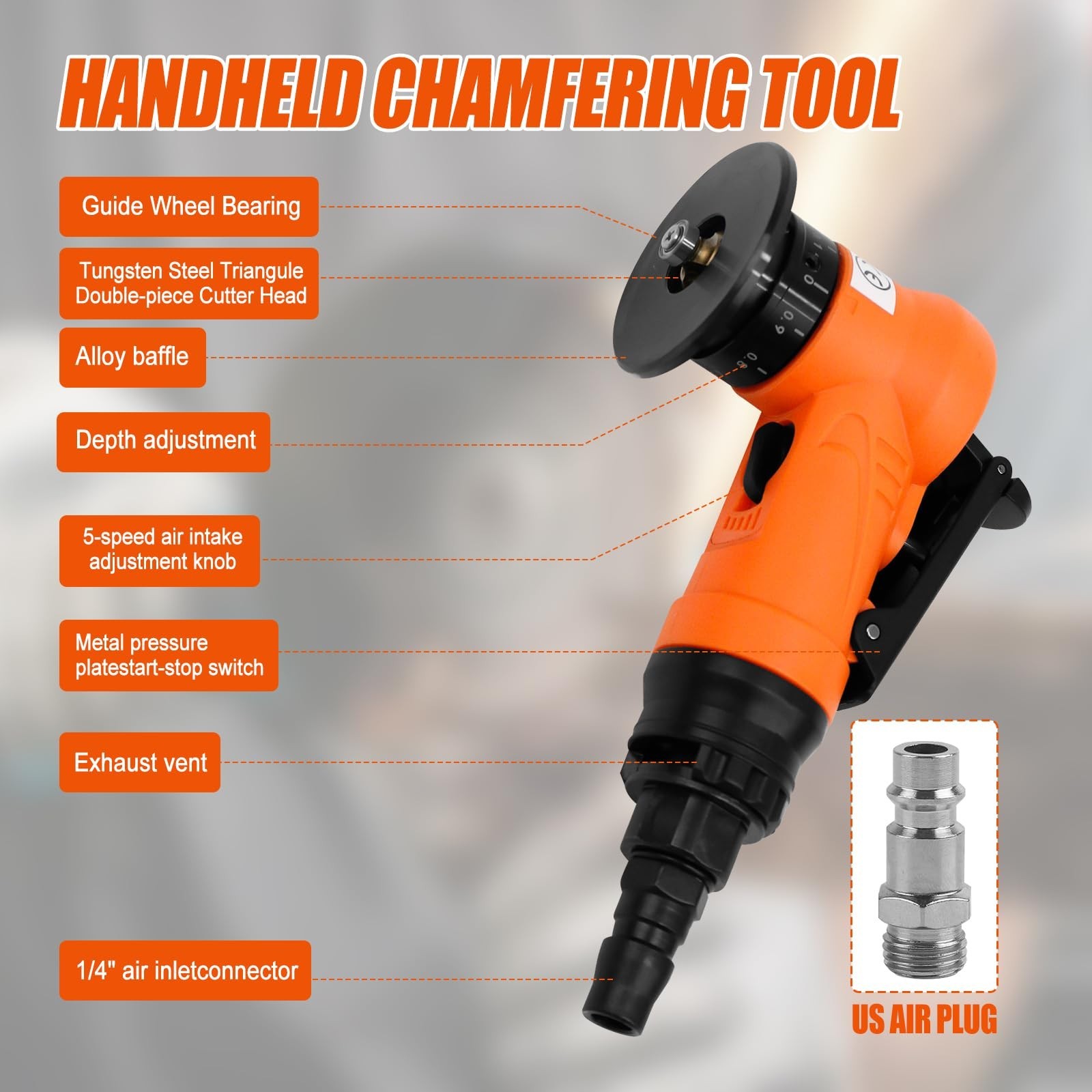 2-in-1 Mini Pneumatic Chamfering Tool, 45° Bevel Trimming & Deburring Machine 30