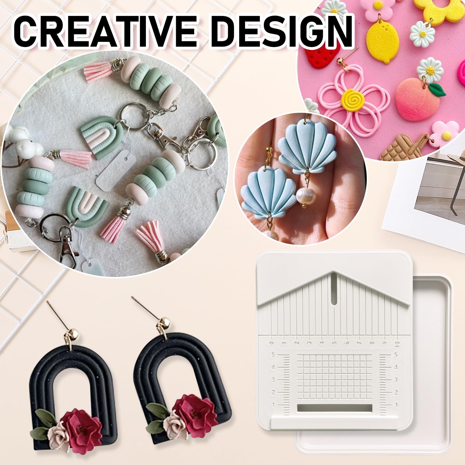 GeryVtee Polymer Clay Earring Drill Guide Jewelry white