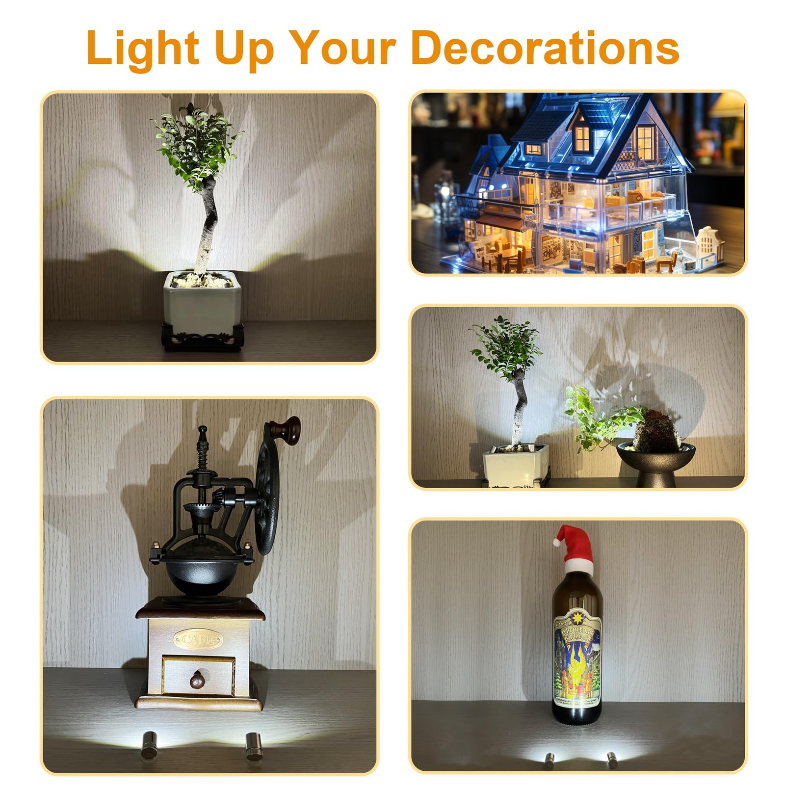 12 Pack Mini LED Lights, Cold White Small LED Light, Mini Spotlights for Disp...
