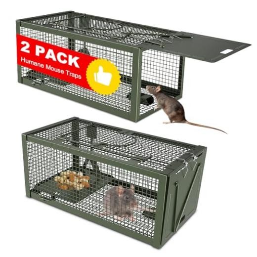 2 PCS Humane Mouse Rat Traps, Mice Chipmunk Squirrel Traps, and Other Green