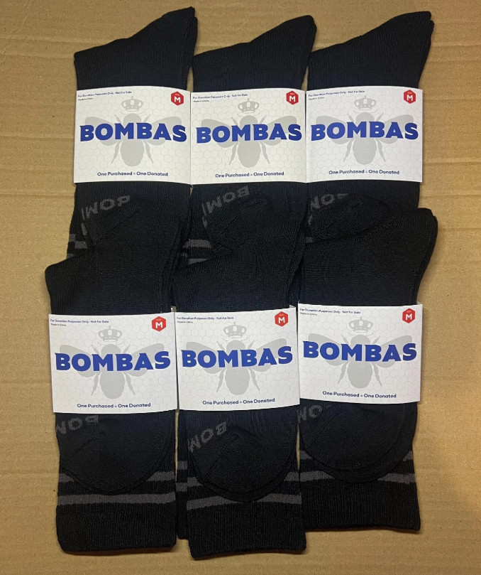BOMBAS Women/Men Calf Socks Black Medium size, 6 pairs