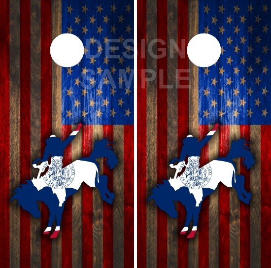 Wyoming Cowboy Rodeo Cornhole Wrap Bag Toss Skin Decal Sticker