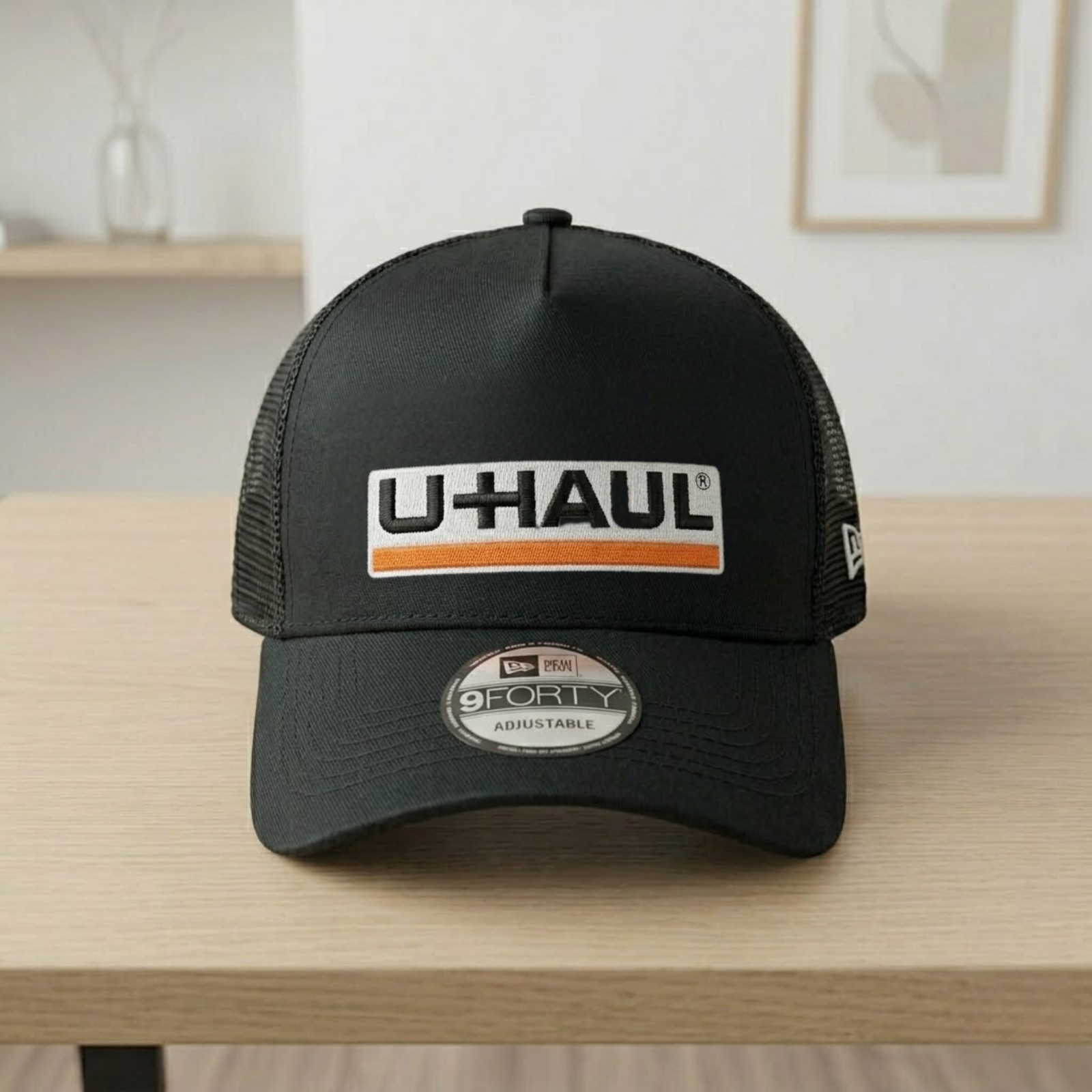 U-Haul Embroidered Black Mesh Back Trucker Cap Snapback Hat