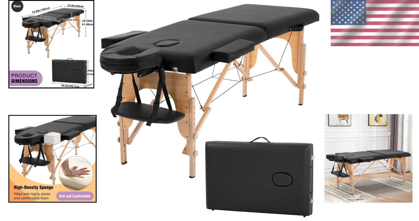 Lightweight Portable Massage Table 2 Fold Design Easy Assembly for Professionals