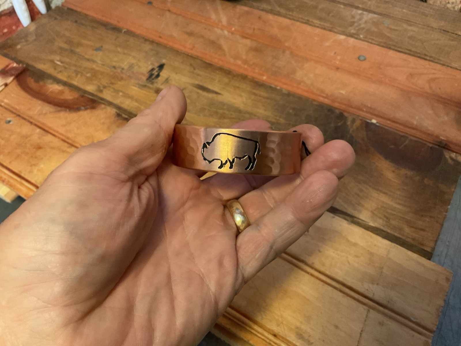 Handcrafted Buffalo Engraved Copper Bracelet...Ethically Sourced...Ships Free