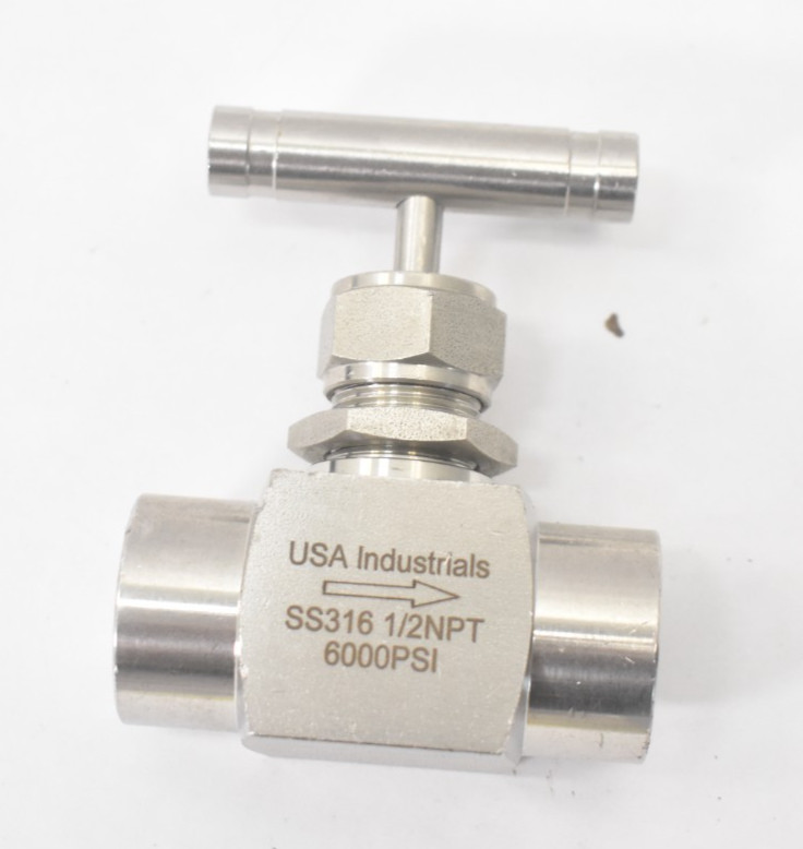 USA Industrials 1/2" 2 Way Instrumentation Needle Valve 6000 PSI Stainless Steel