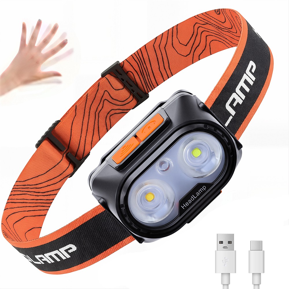 Smart Motion Sensor LED Headlamp USB Rechargeable Headlight Waterproof Head Lamp