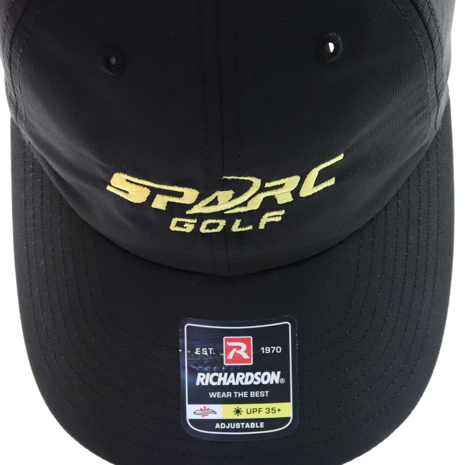 SPARC GOLF Embroidered Hat Cap Strapback Adjustable UPF 35+ Richardson Black