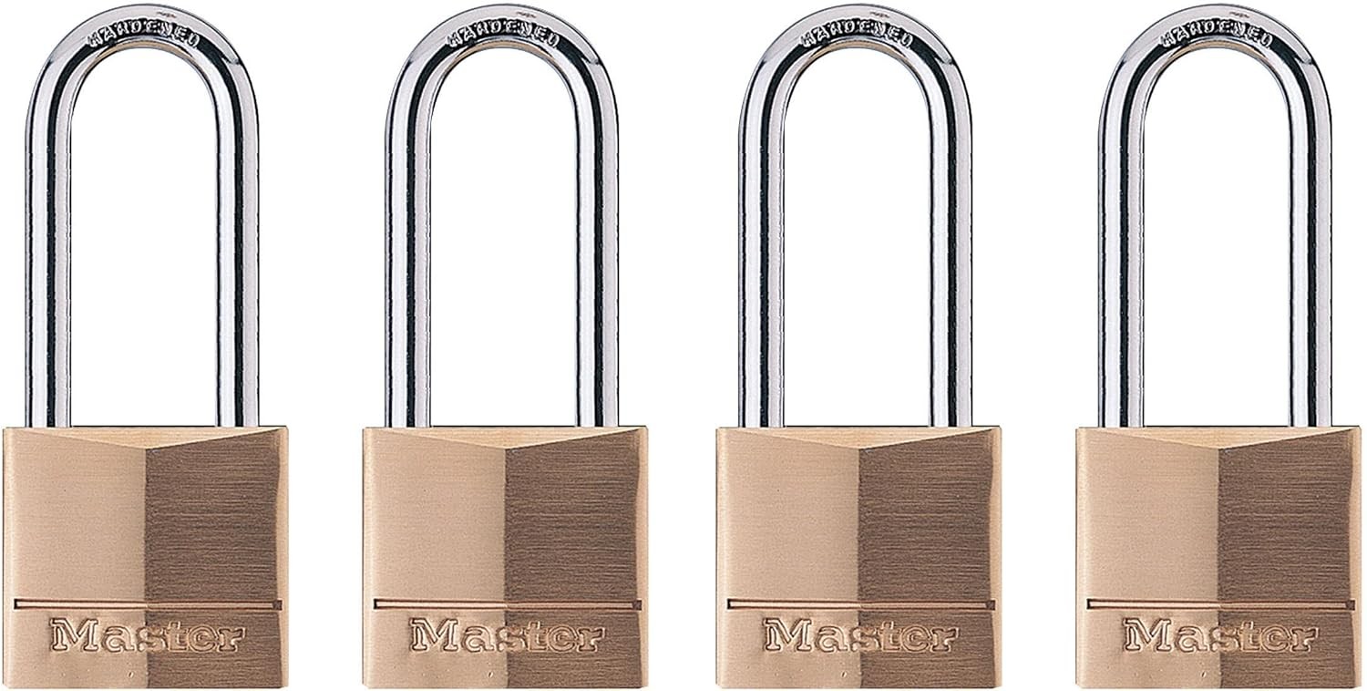 Padlock Solid Brass Lock 1-9/16 in. Wide 140QLH Pack of 4-Keyed Alike