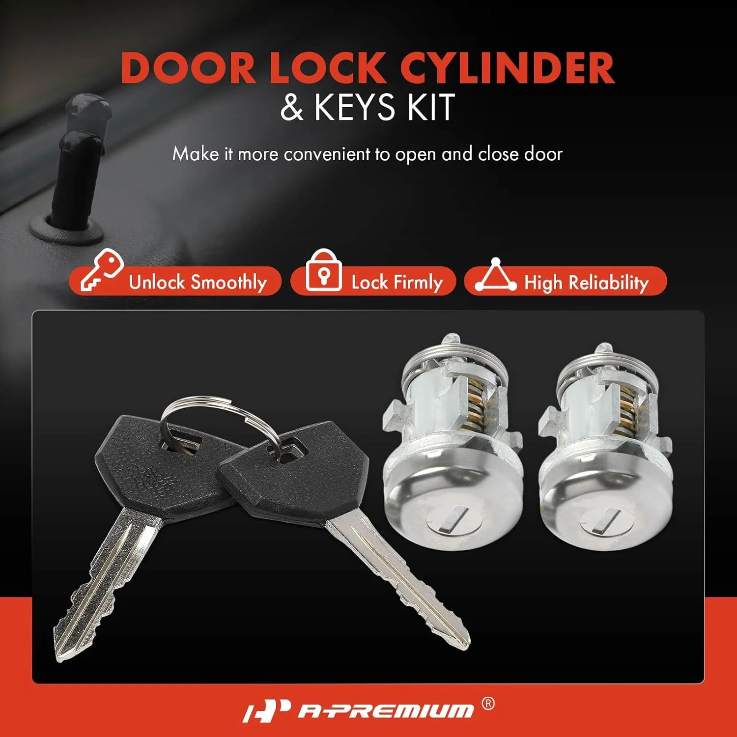 A-Premium Door Lock Cylinder Set with Keys Compatible with Chrysler Dodge Eagle