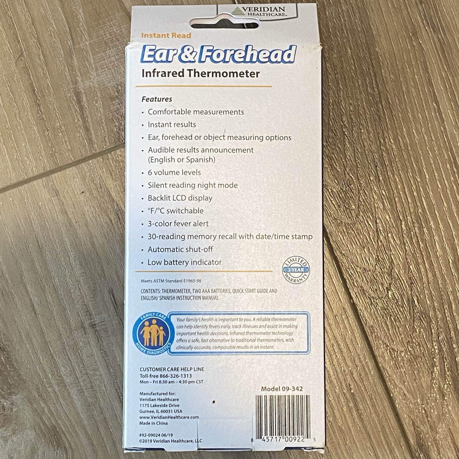 Veridian Healthcare 09342 Talking Ear and Forehead Infrared Thermometer