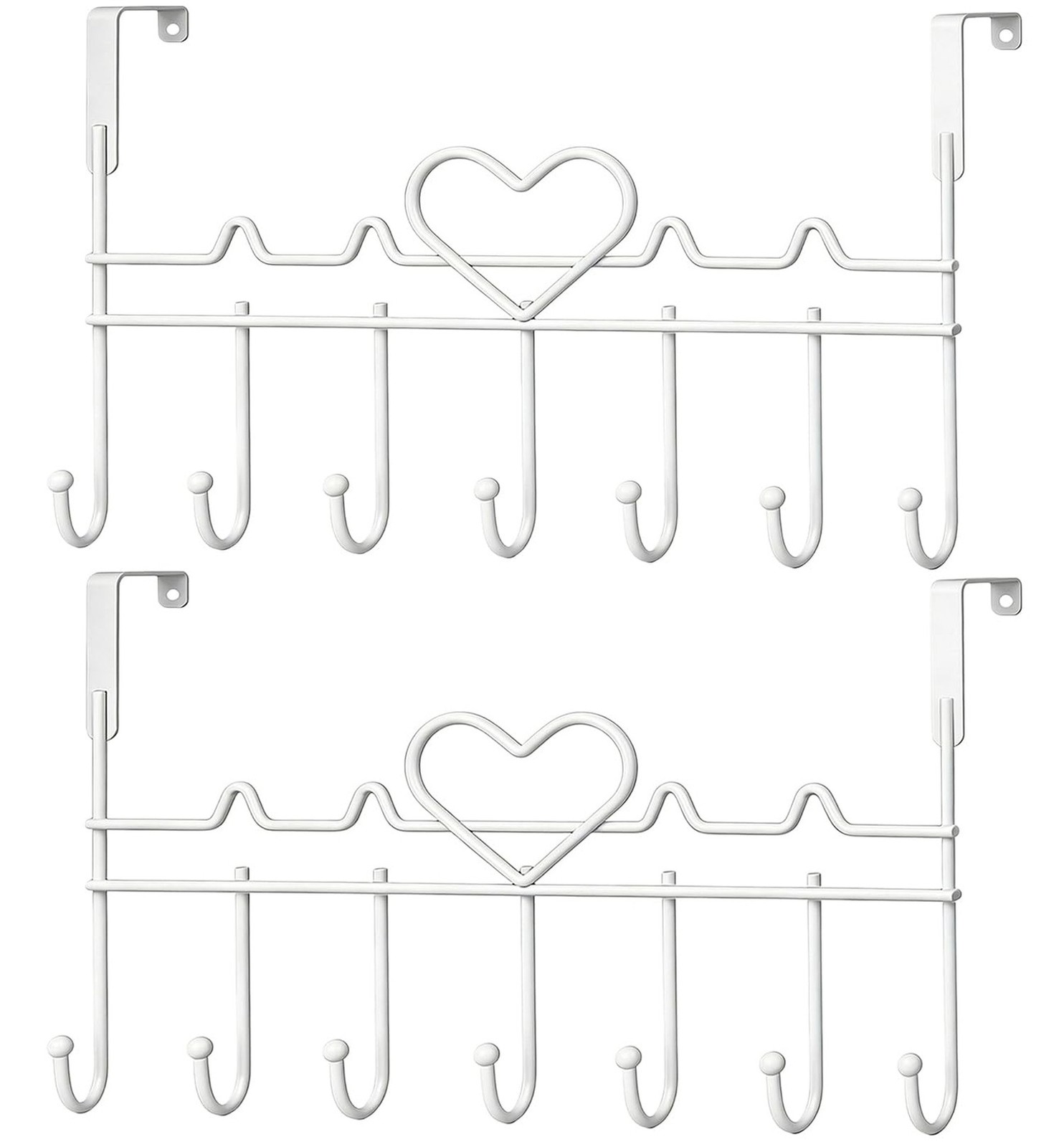 Over The Door Hook, Over Door Hanger for Coat, Towel, Bag, Robe (2 Pack, White)