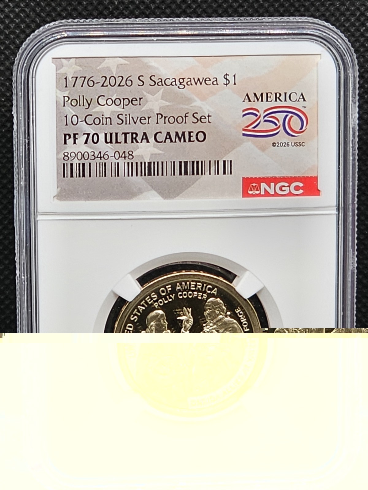 1776 - 2026 S Sacagawea $1 Polly Cooper NGC PF70 ULTRA CAMEO Dual Date
