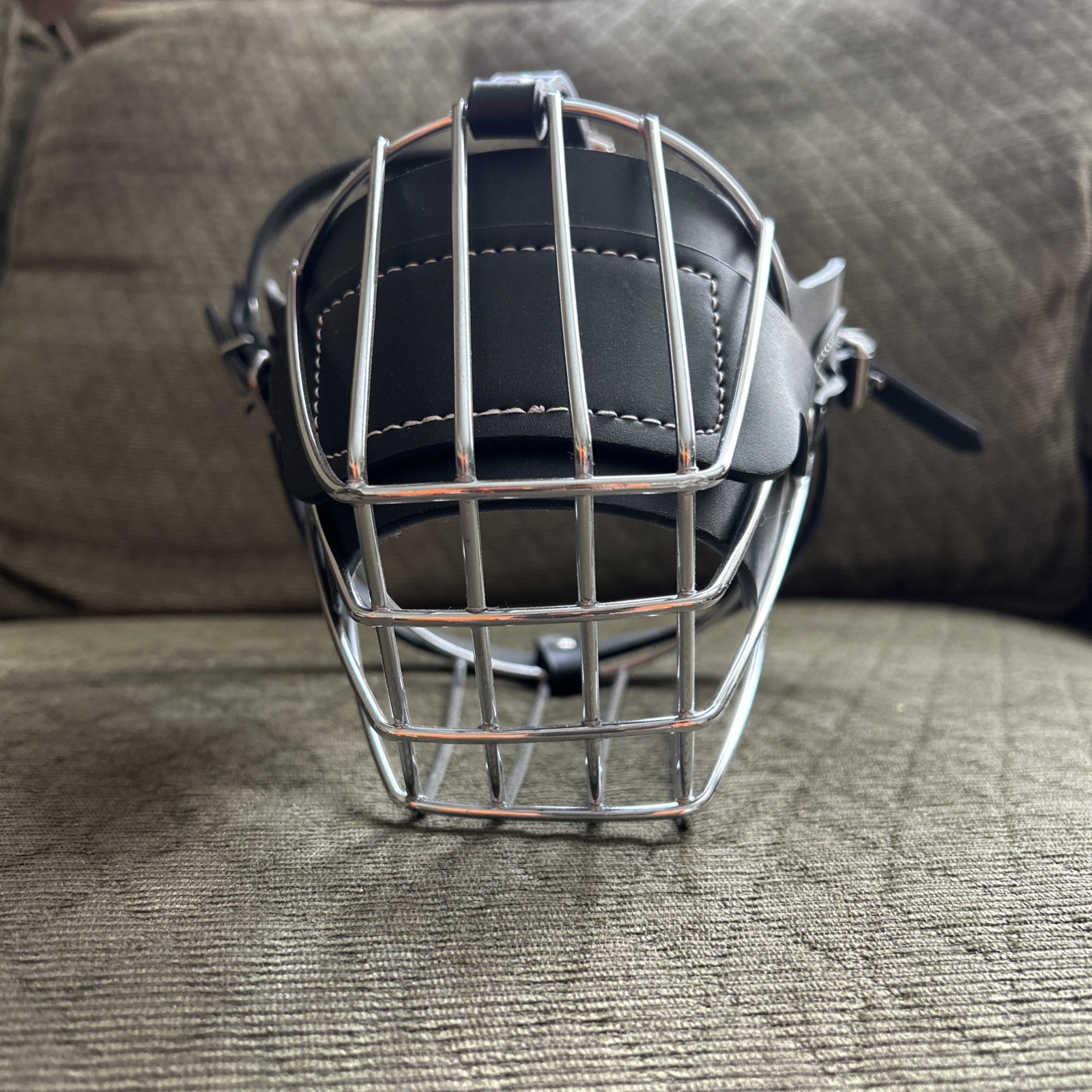 Large Dog Muzzle Leather Metal Wire Basket Adjustable for Pitbull German Shepard