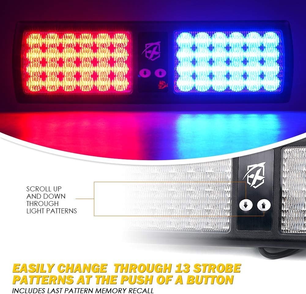 Multi Color 48LED Visor Strobe Lights Interior Windshield Sunshield Hazard Wa...