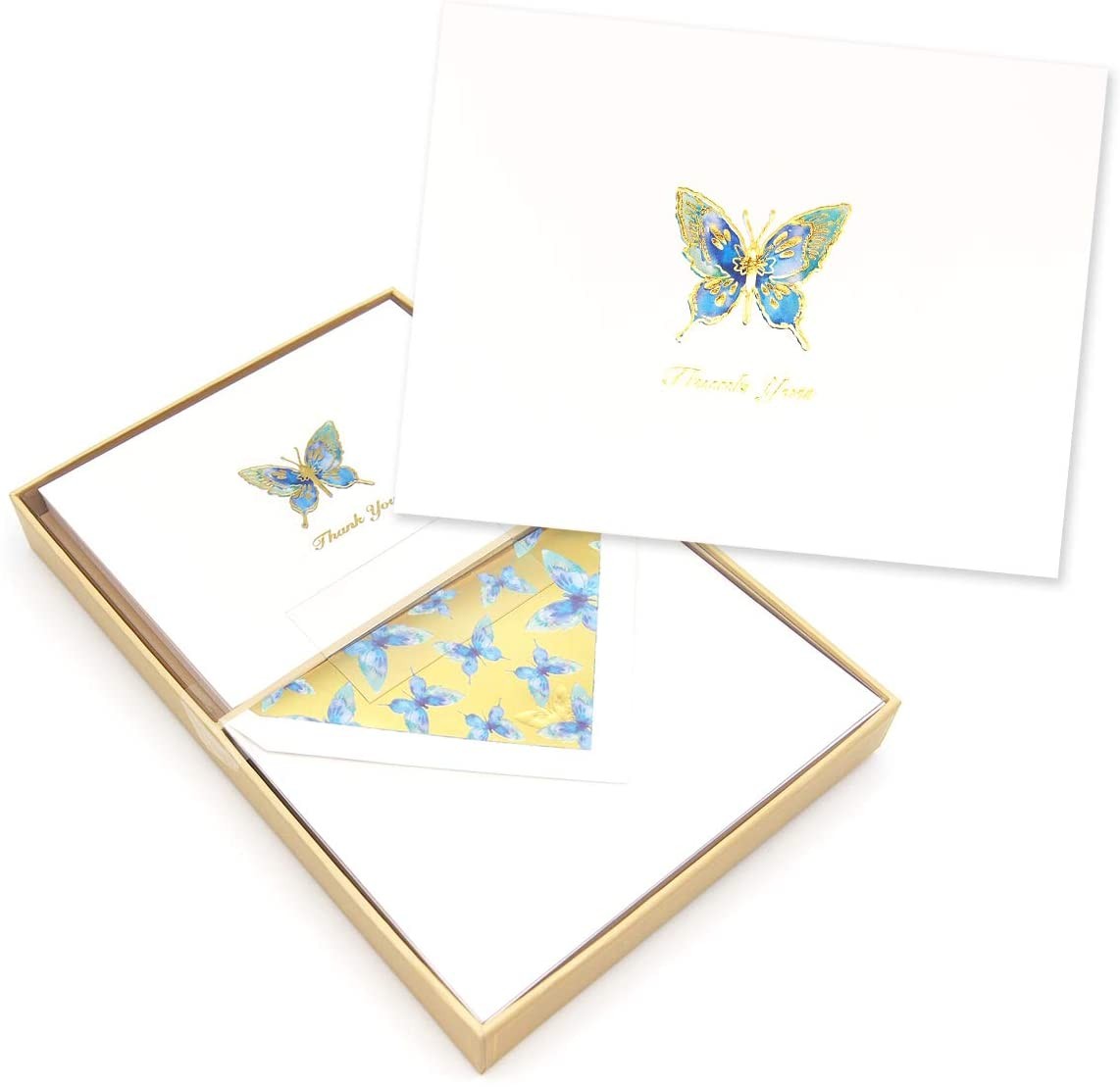Punch Studio E2 10 Elegant Thank You Note Cards 3.5" x 5" Butterfly 44637 DEFECT