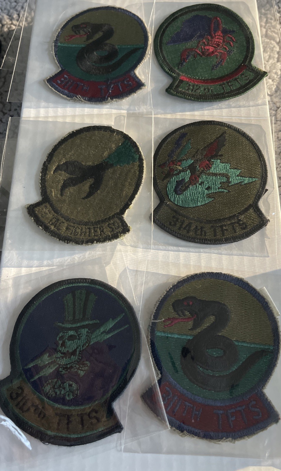 Lot Of Six (6) USAF TFTS Military Patches 310th 311th 312th 314th 33 Tac Fighter