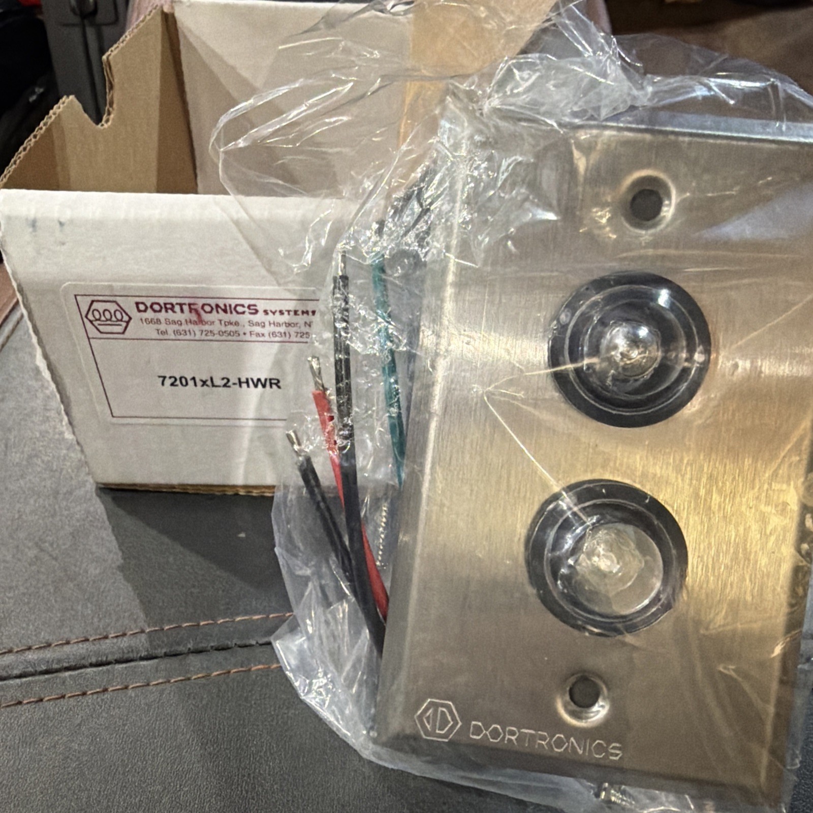 Dortronics 7201xL2-HWR Door Status Indicator Single Gang Stainless Dual Light
