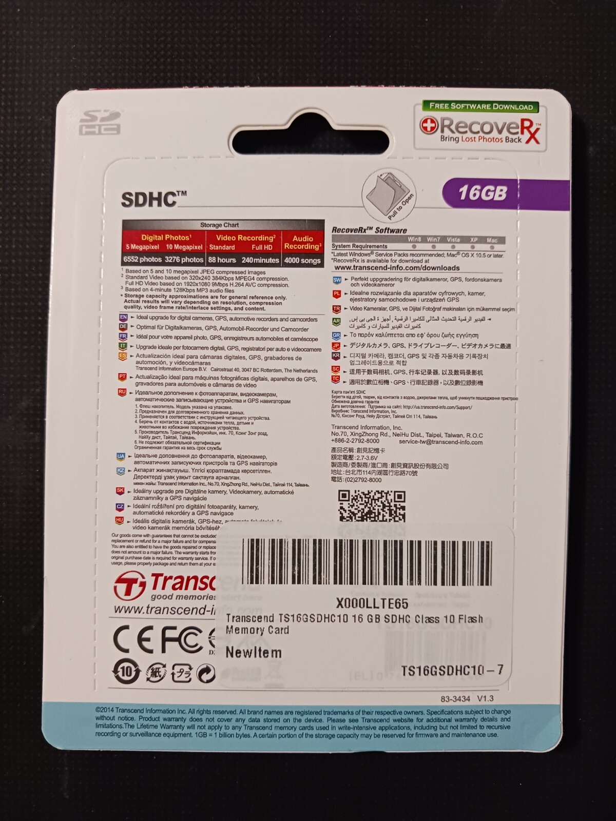 Transcend 16GB SDHC Class 10 Flash Memory Card (TS16GSDHC10)