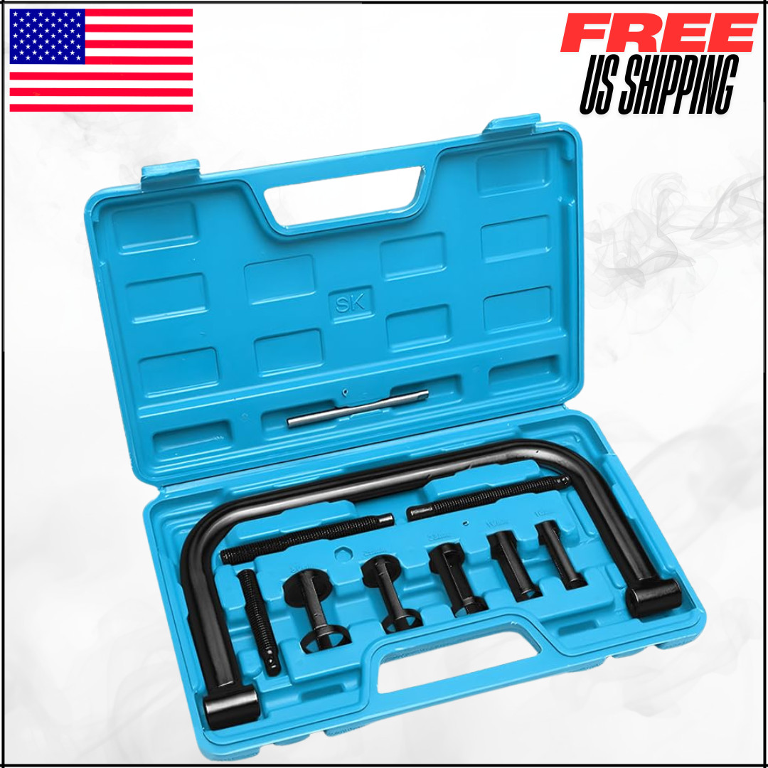 Motorcycle Valve Spring Compressor Small Engine Removal Tool With Adapters 10PC
