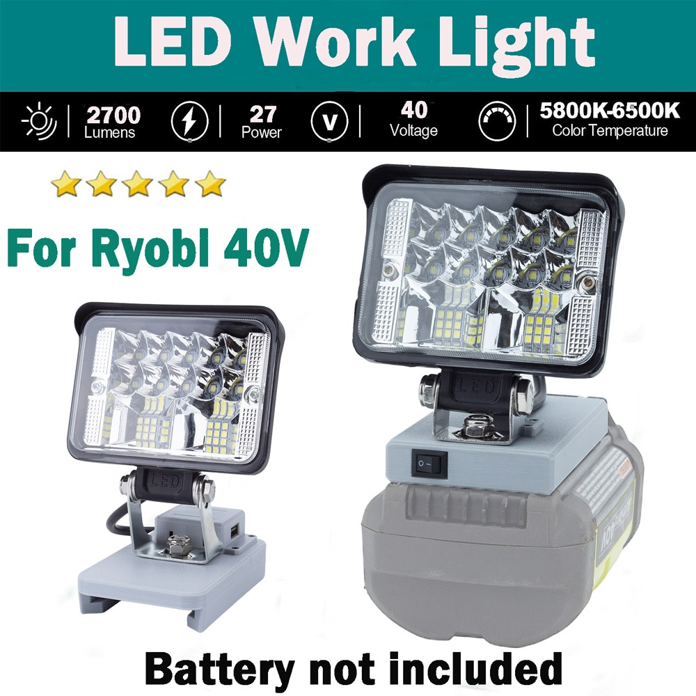 Outdoor 2800LM 28W LED Work Light Suitable For Ryobi 40V Lithium Battery US
