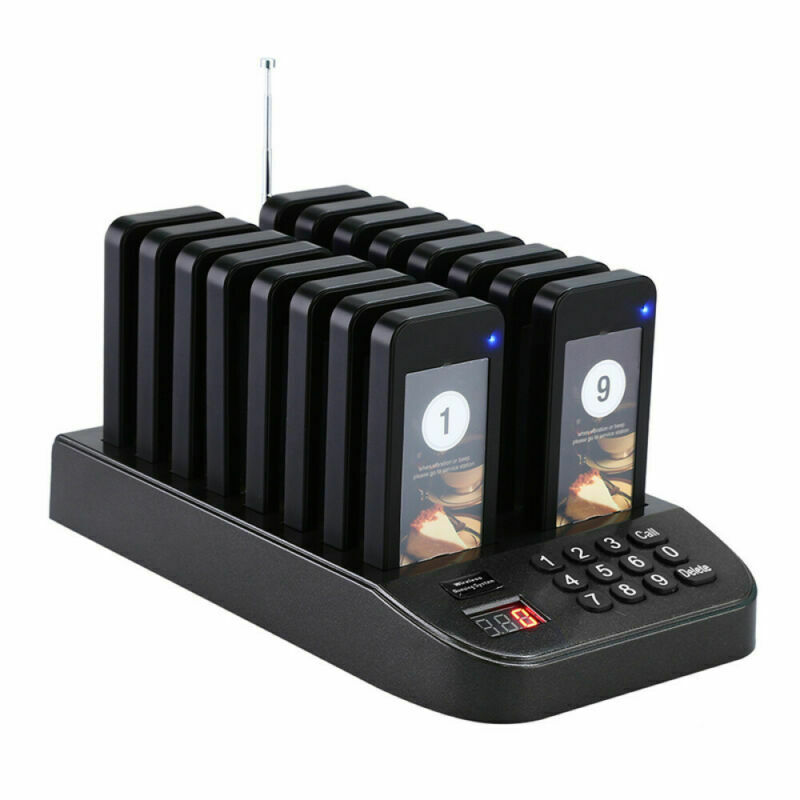 Restaurant Pager Calling Button Keypad+16 Receiver Wireless Paging Queue System