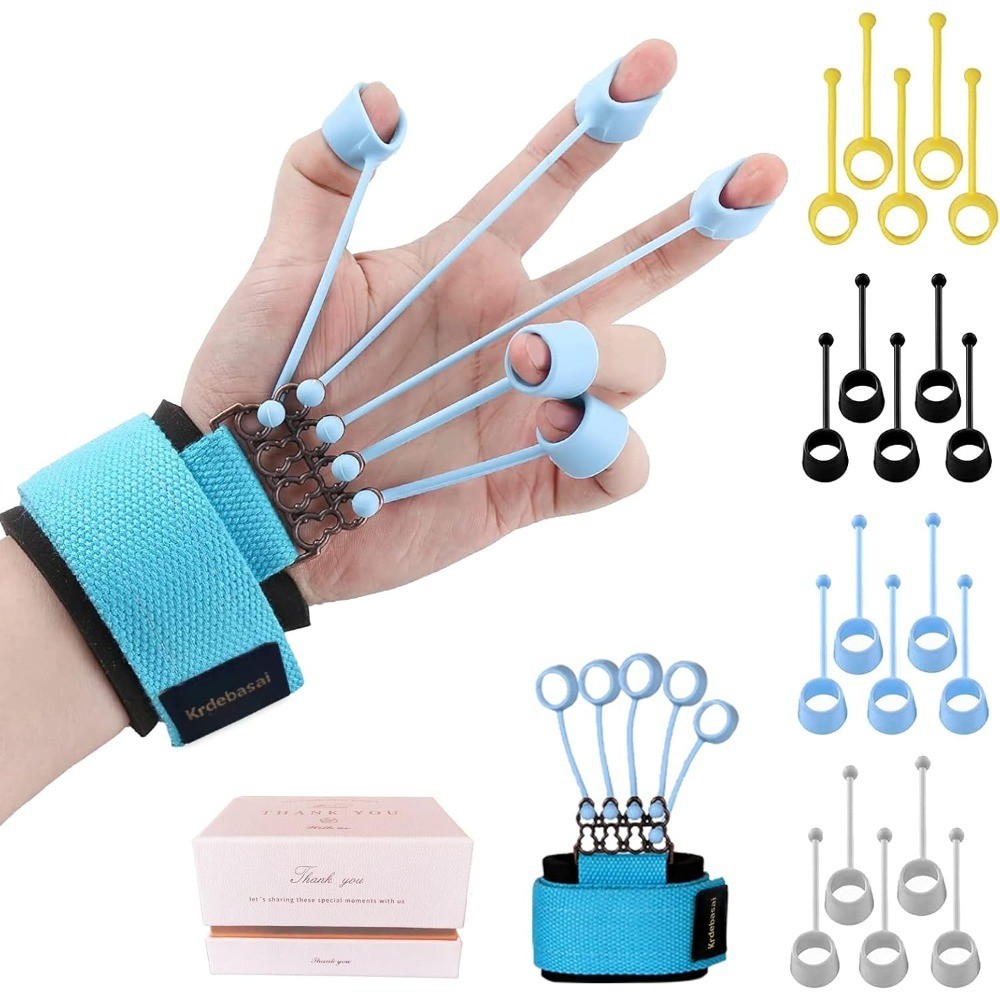 Finger Strengthener with 4 Resistance Levels for Hand Therapy, Rock Climbing,