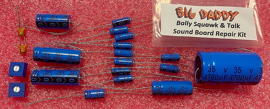 Big Daddy Squawk & Talk Sound Board Cap Kit w/Finger Adjust Pots For Bally Pins