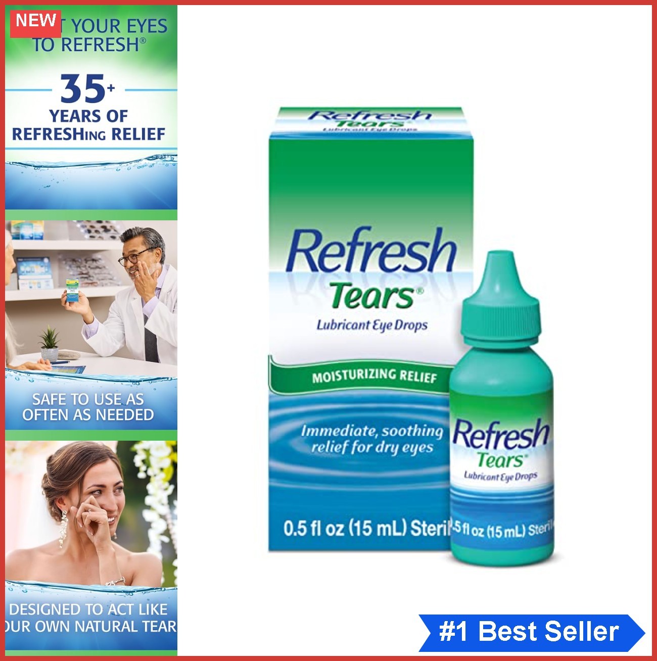 Lubricant Eye Drops Artificial Tears 0.5 fl oz Dry Eye Relief Moisturizing
