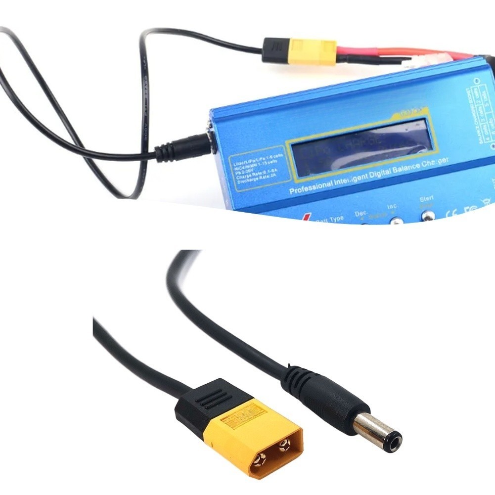For XT60 to DC 5 5 by 2 5 and 2 1 Millimeter Power Cable Elbow Adapter Cord