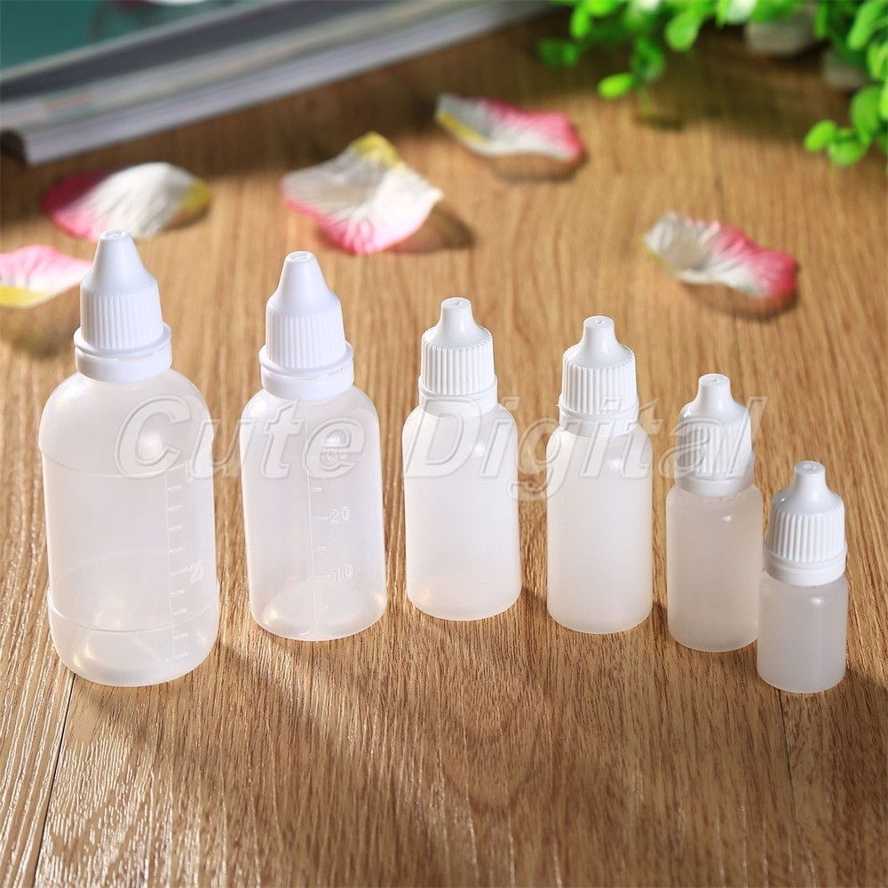 10/50pcs 5-50ml Plastic Squeezable Drop Bottles Eye Liquid Droppers Containers