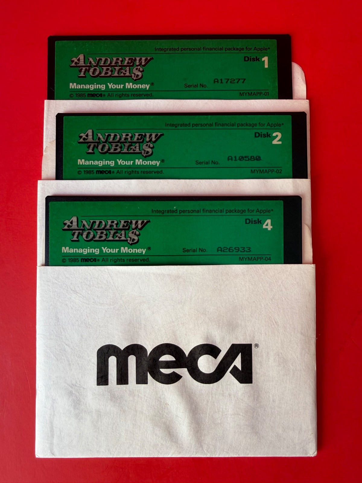 MECA Andrew Tobias Managing Your Money 3 Disk Set / For Apple II Home Computers