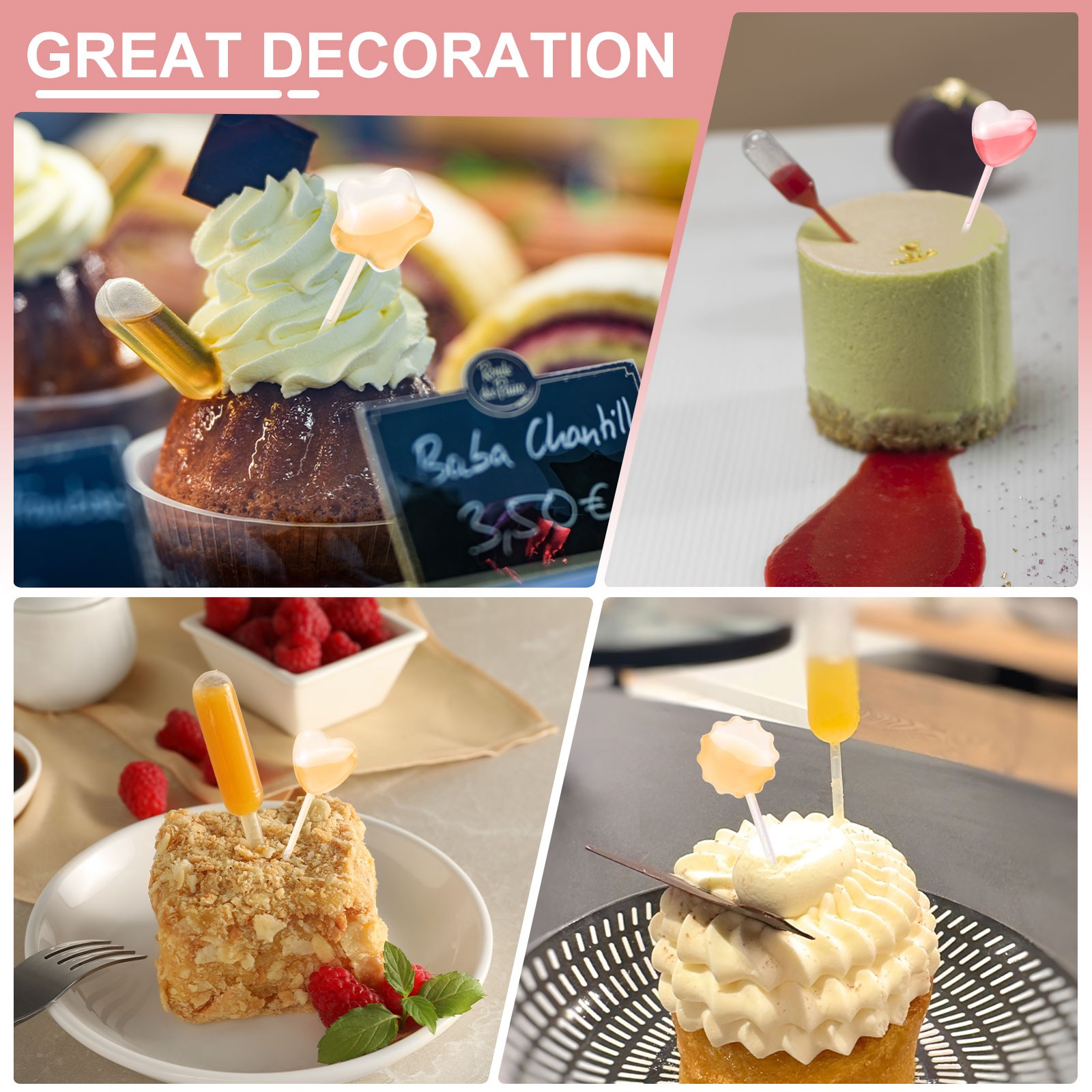 100pcs, Cupcakes Pipettes 4ml Cake Pipettes Clear Dropper/Round