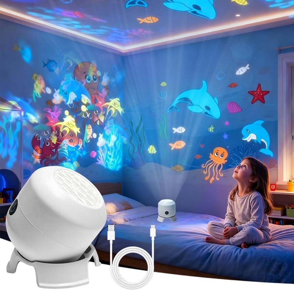 Dynamic Rotating Led Projector Lights Ocean Scene Rotating Night Lamp for Kids