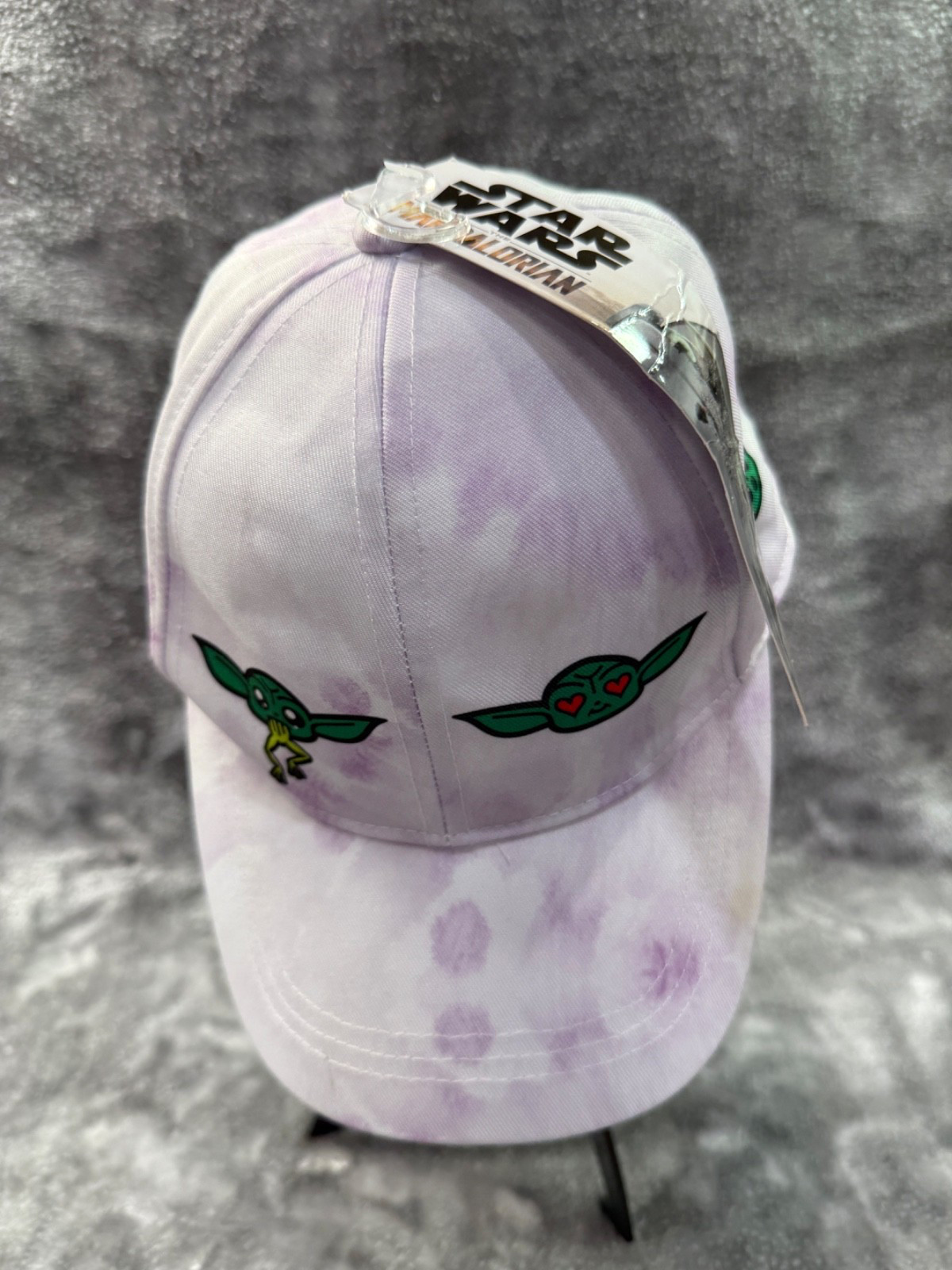 Star Wars Baby Yoda Facial Expressions Hat Cap White w Lavender and Green NWT