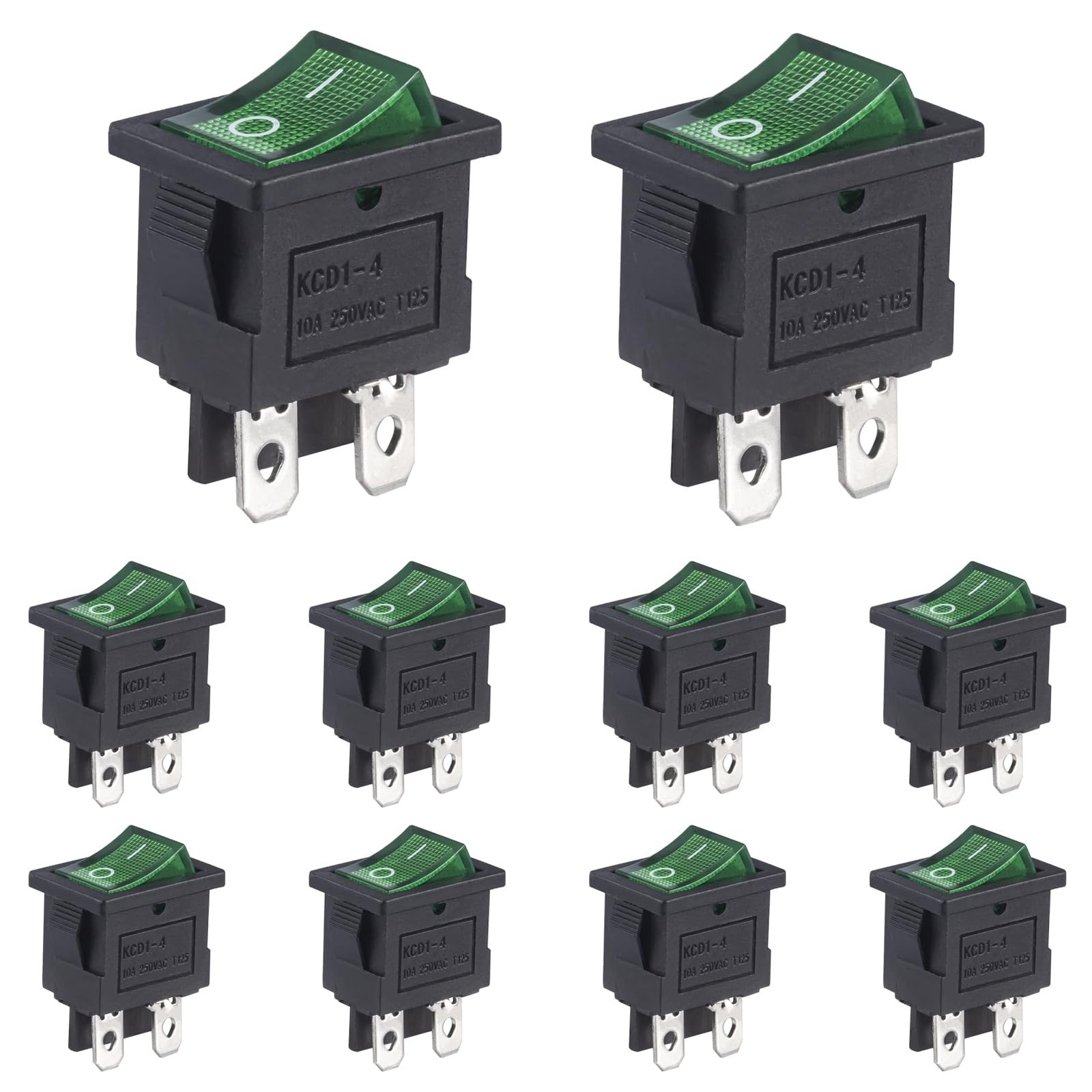 VEXUNGA 4 Pin Mini Rocker Switch On Off 10A 250V AC DPDT Lighted Illuminated ...